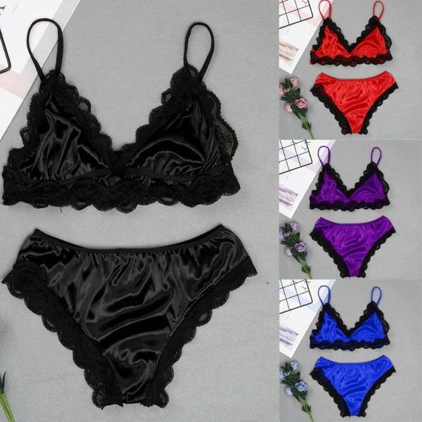 

fashion women babydoll set lace satin lingerie underwear sleepwear halter