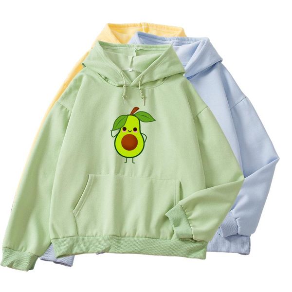 

women's hoodies & sweatshirts women ladies autumn winter cute cartoon avocado print sweatshirt streetwear female pullovers, Black