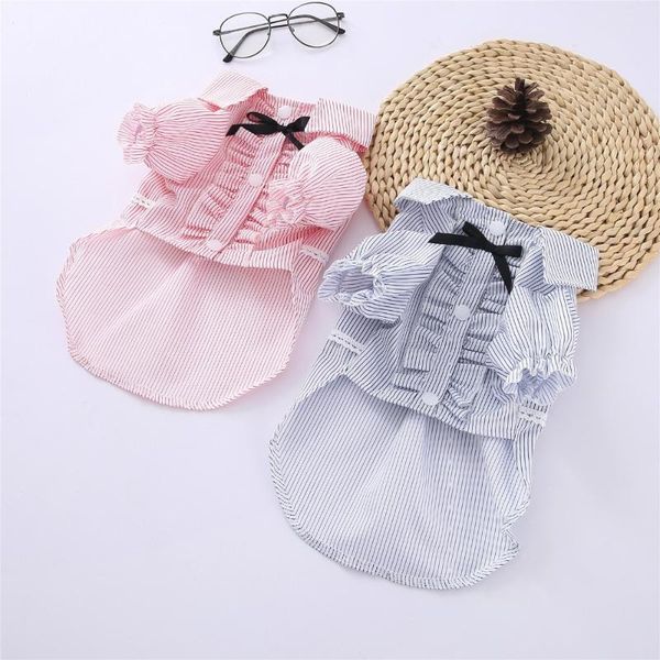 

dog apparel k45 fashionable stripe pet shirt summer clothes poodle pomeranian small clothing coat puppy costume