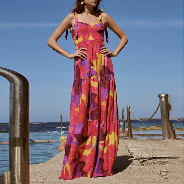 

casual dresses women maxi strappy dress summer colorblock high waist holiday slip, Black;gray