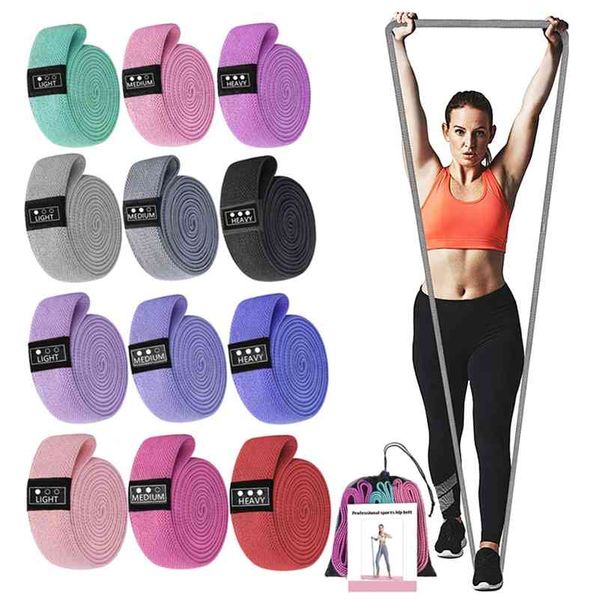 105lb Long Resistance Loop Band Set Unisex Fitness Yoga Elastic s Hip Circle Oberschenkel Squat Workout Gym Ausrüstung für Zuhause 210624