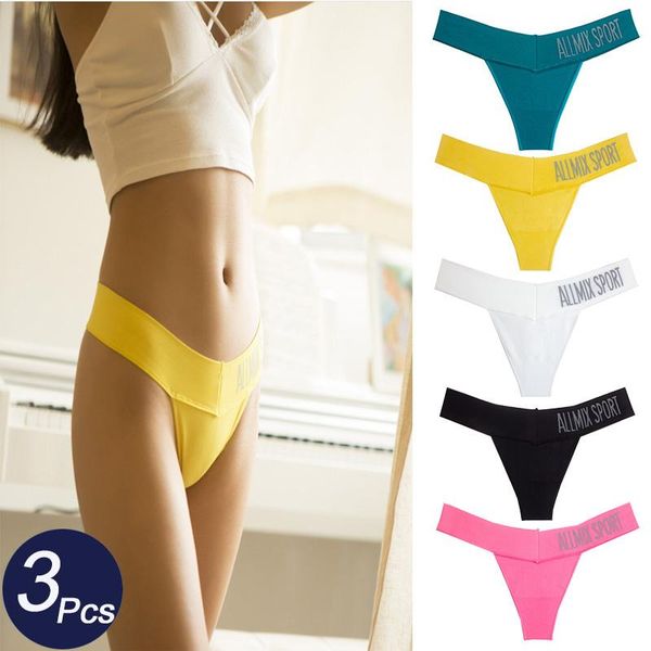 

women's panties 3pcs/set sport underwear seamless thongs low waist female letter g-string soft comfort lady lingerie tanga, Black;pink