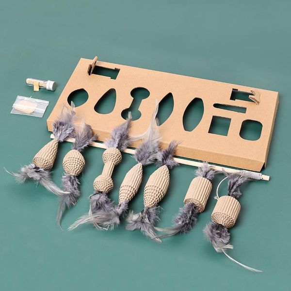 

cat toys corrugated paper stick seven-piece feather funny pet products toy