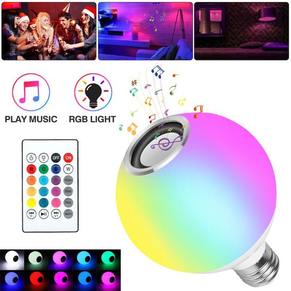 

blub smart e27 led bulb rgb bluetooth music led bulb light dimmable wireless lighting bulbs with 24 keys remote control