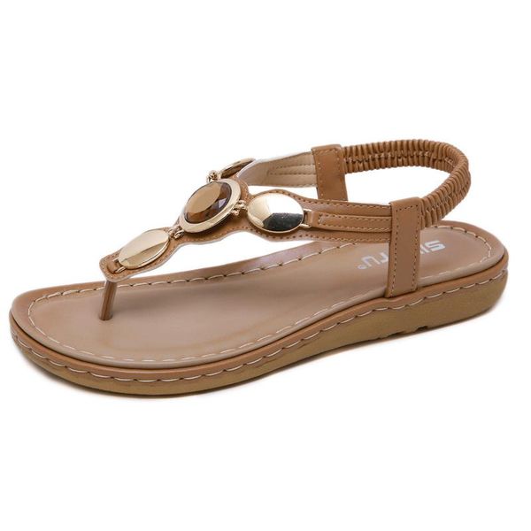 

sandals 2021 women's glass metal buckle large rubber band flat shoes, Black