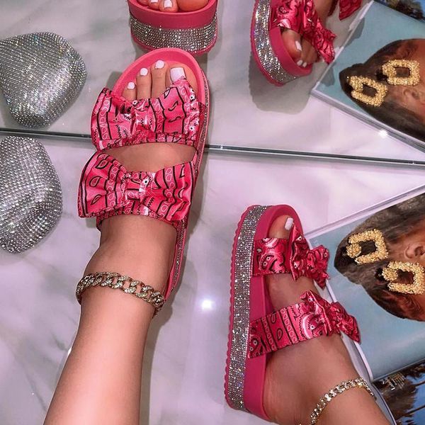 

summer sandals women flip flops rhinestone flat sandals ladies slippers shoes female round toe bling luxury sandalias mujer 43, Black