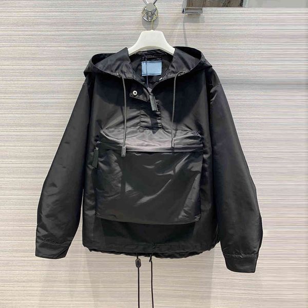 

women's jackets jackets oversized jacket women men clothing loose casual high-end brand hooded zipper pocket lace up patchwork 4w05, Black;brown