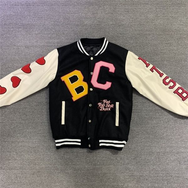 

2021 new embroidery heavy fabric kanye lover varsity baseball jacket women 1:1 coat jackets streetwear men clothing 26g1, Black;brown