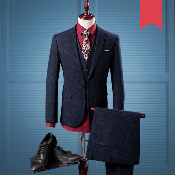 

2021 navy blue mens single tailor notch lapel tuxedos checkered suits men 3pcs 971 1oyr, White;black