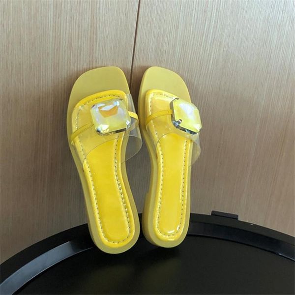 

2021 new rhinestone women slippers fashion transparent slides women summer shoes high quality, Black