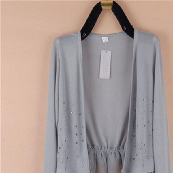 

2021 summer large size 4xl 5xl womens long sleeved ultra thin air conditioning short coat star womens knit cardigan pz2463, White;black