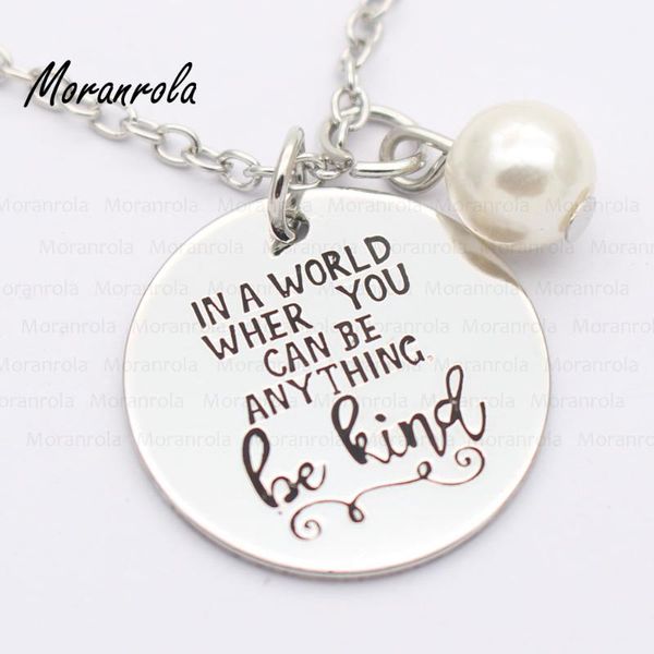 

pendant necklaces arried"in a world where you can be anything kind"copper necklace keychain charm inspirational jewelry gifts for, Silver