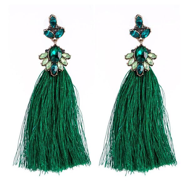 

dangle & chandelier mwsonya shiny rhinestone crystal flower stud women tassel earrings long thread statement fringed for girls et258, Silver