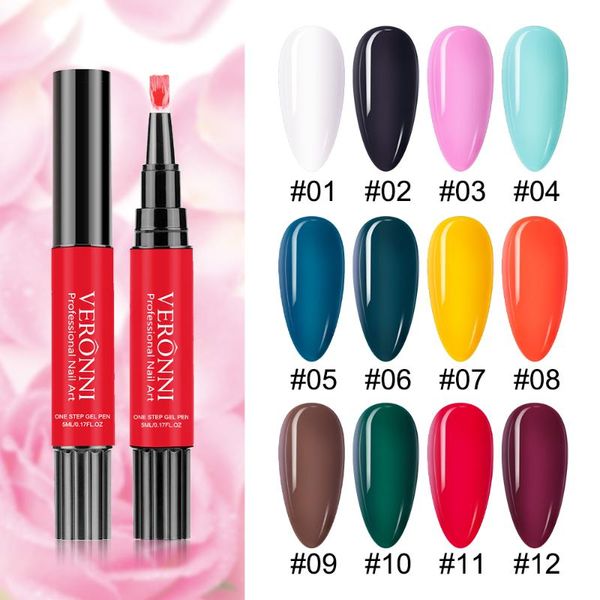 

nail art kits veronni gel varnish pencil one step polish pen no need base 3 in 1 uv lacquer color
