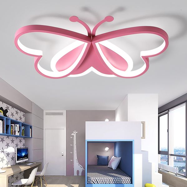 

2021 new from ceiling to nursery of the child's pink decoration butterfly assembly on modern luminaire surface led phao