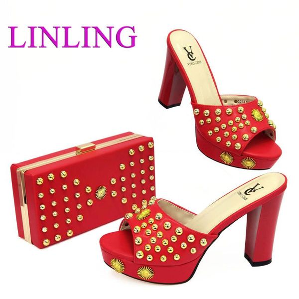 

dress shoes arrival selling red color crystal style italian design wedding women and bag set for party, Black