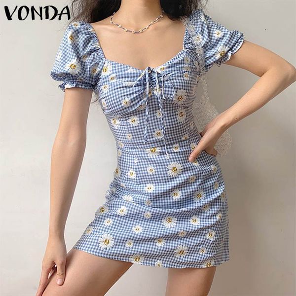 

new mini sun floral print bohemian square collar holiday party 2021 casual vestidos plus size odis, Black;gray