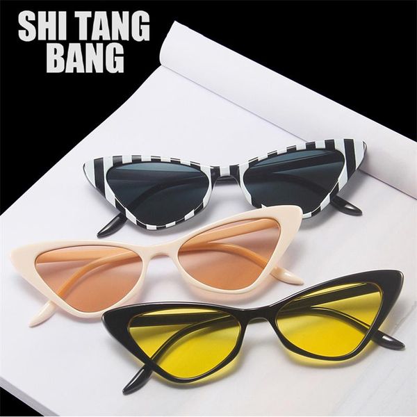 

outdoor eyewear vintage leopard female sunglasses stripe women cat eye glasses retro designer fashion triangle frame hip hop sun