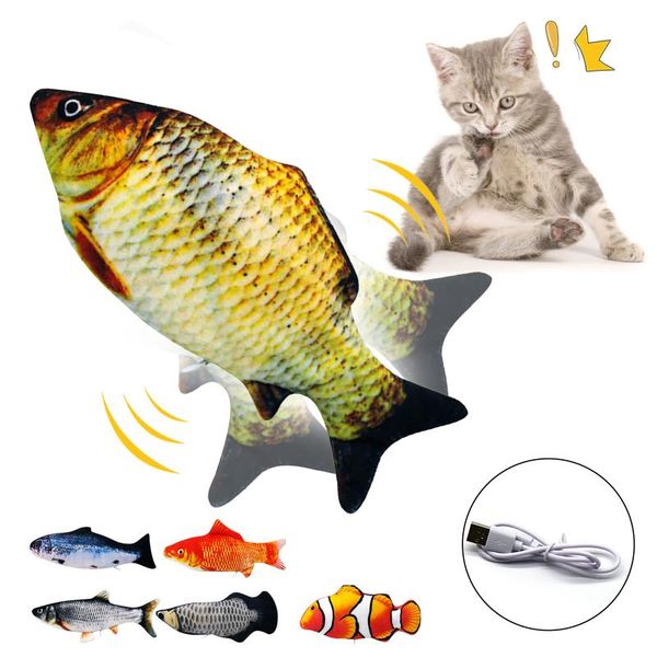 

cat toys electronic 3d fish electric usb charging simulation for cats pet playing toy supplies juguetes para gatos
