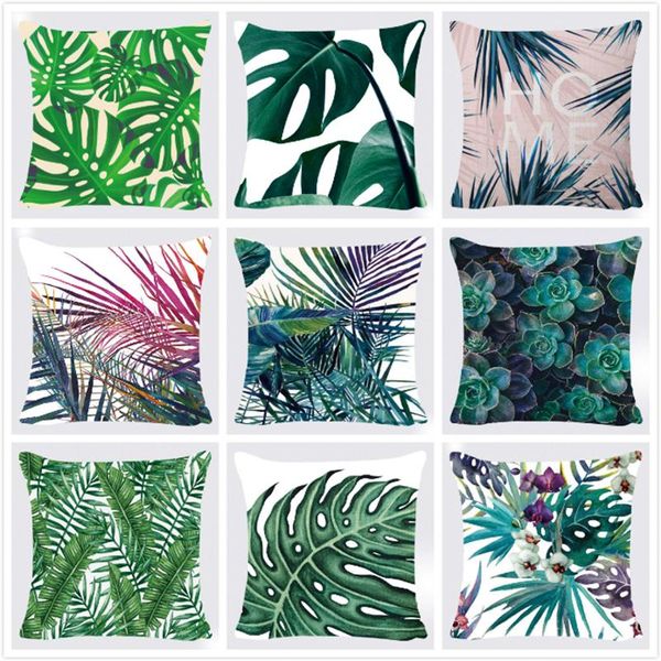 

cushion/decorative pillow tropical plants cushion cover polyester decorative pillowcase green leaves throw case square 45*45cm poszewki na p