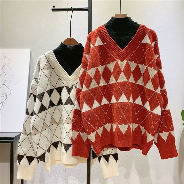 

women's sweaters fake 2 piece turtleneck sweater women contrast color geometric korean fashion loose pullover college style knitwe, White;black