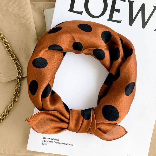 

new wave point real small square super versatile mulberry silk scarf spring and autumn decoration hair band binding, Black;purple