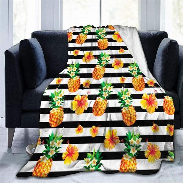 

blankets striped exotic flowers pineapples cubre camara throw blanket 3d print on demand sherpa super comfortable for sofa thin quilt