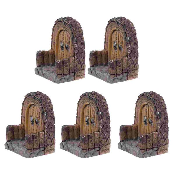 

decorative flowers & wreaths 5pcs mini courtyard gate adornments simulation wood door decorations resin