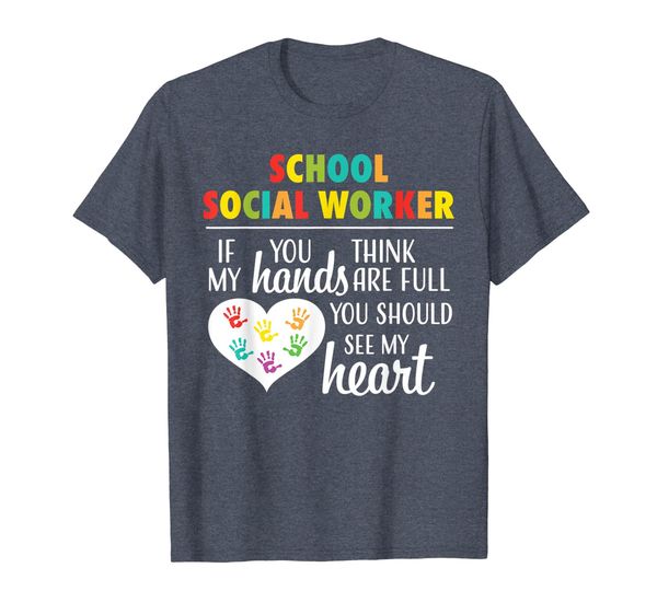

school social worker cute heart gift tshirt for women men, White;black
