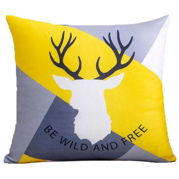 

cushion/decorative pillow nordic washable yellow luxury elk cushion square bedside living room sofa case cover car office waist protection