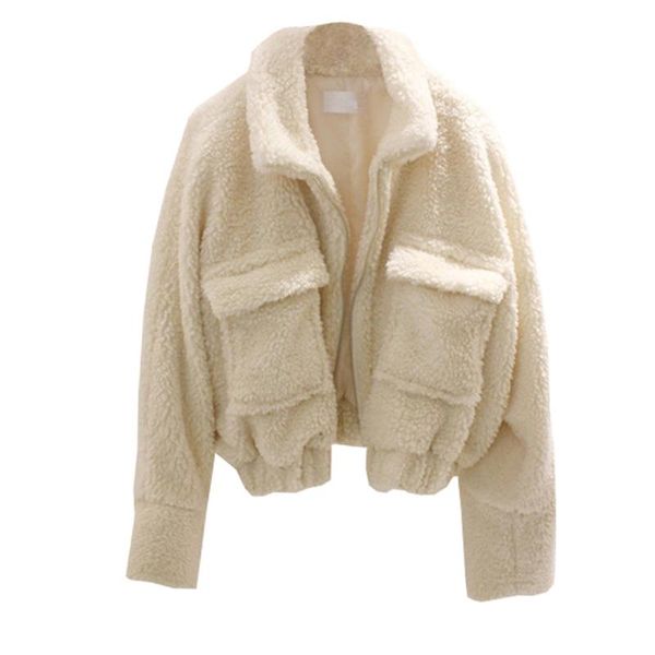 

lamb wool coat for women autumn and winter new korean style loose all-matching fashion short cashmere fashion, Black;brown