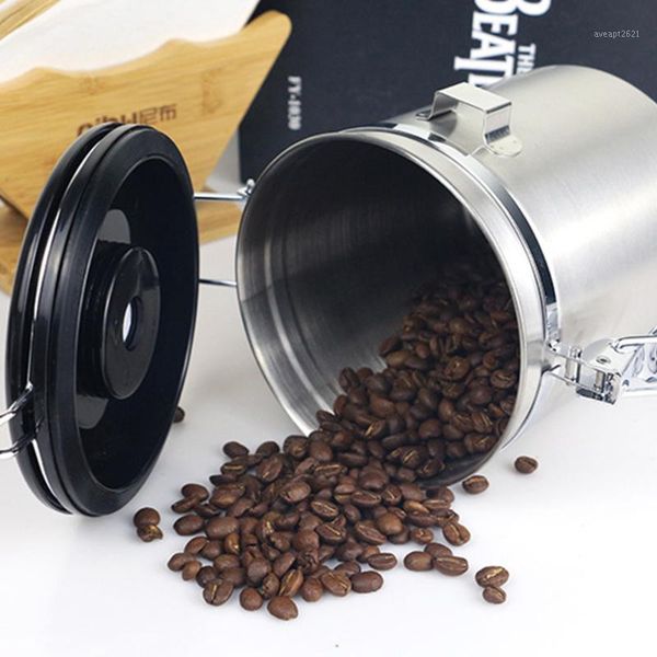 

storage bottles & jars coffee canister container beans airtight jar stainless steel tea sugar can with spoon one way exhaust valve date reco