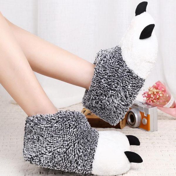 

slippers winter shoes for women 2021 warm home cotton animal panda furry plush ladies female thermal soft indoor house, Black