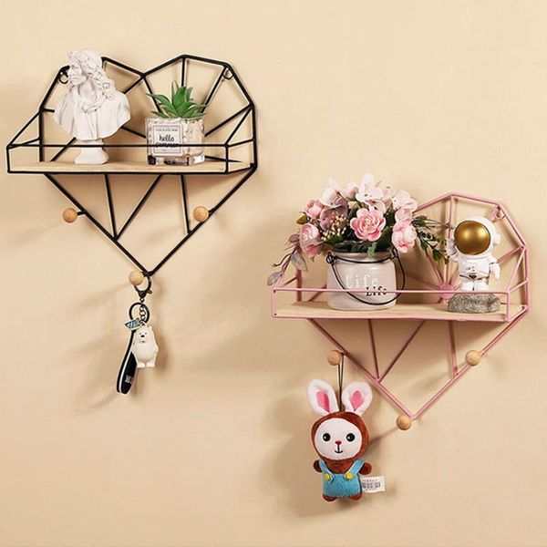 

other home decor 1pc nordic ins iron grid love heart wall shelf wooden clapboard organizer rack for decorate