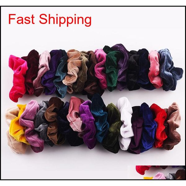 

30 pcs/lot 10cm velvet hair scrunchies wholesale elastic hair band girls ponytail holder women head wear 30 co qylaer homes2007, Pink