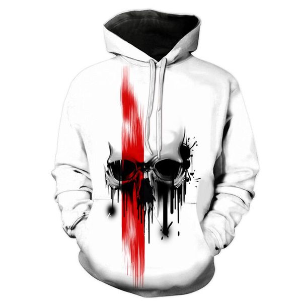 

men's hoodies & sweatshirts 3d printing realistic pattern men solid color hooded sweater horror skull high street hoodie autumn and win, Black