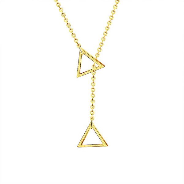 

pendant necklaces gold hollow double triangle necklace fashion jewelry stainless steel geometric collares mujer 2021 graduation gift, Silver