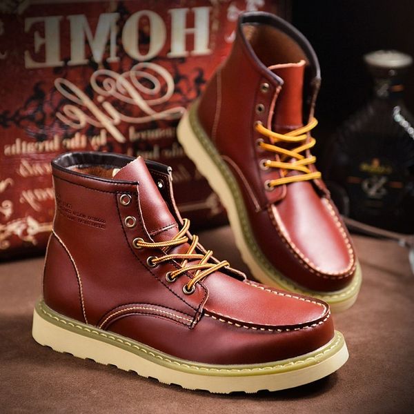 

large size spring and summer men's british high leather boots martin short fashion shoes, Black