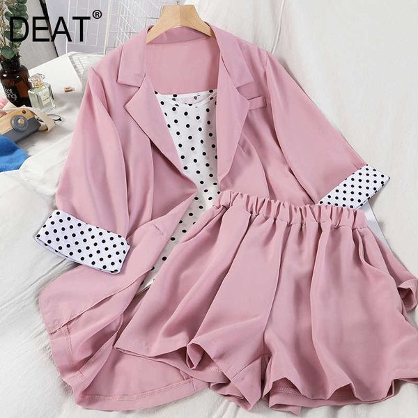 

deat women black shorts notched neck three quarter temperament two piece set fashion spring summer 11d384 210709, White