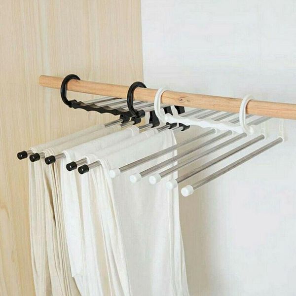 

hangers & racks multi-functional pants rack shelves 5 in1 stainless steel wardrobe magic hanger 2021