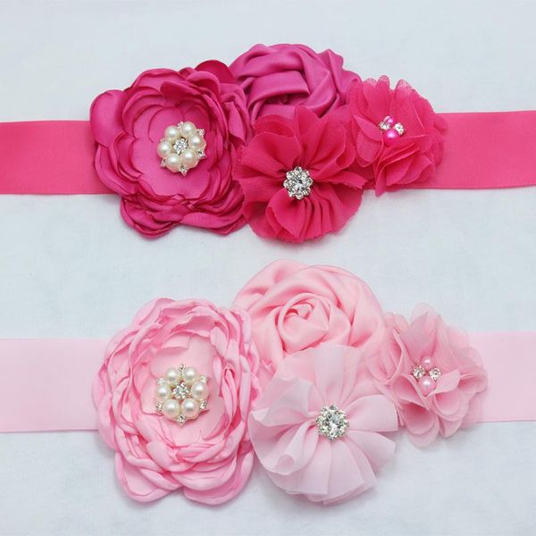 

belts baby girl satin ribbon rosettes flower sash belt bridesmaid chiffon women maternity accessories, Black;brown