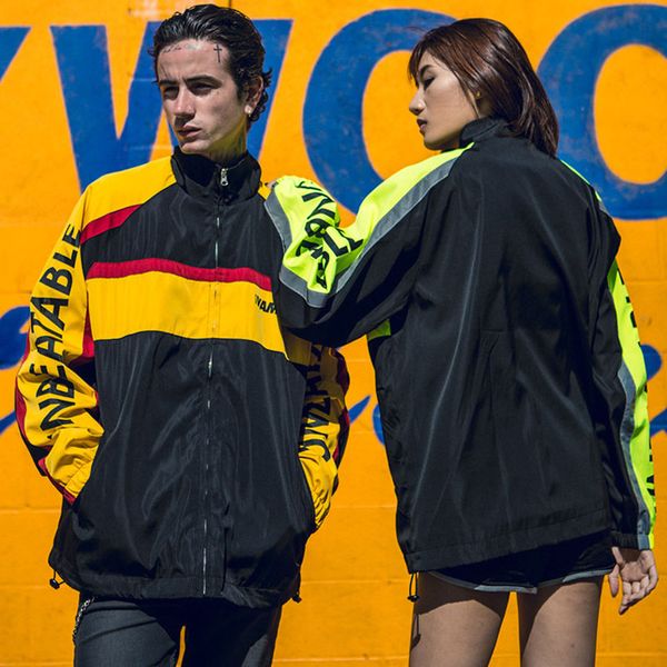 

men spring patchwork wind&water proof hip pop coats streetwear sportswear male casual fashion kg-103, Black;brown