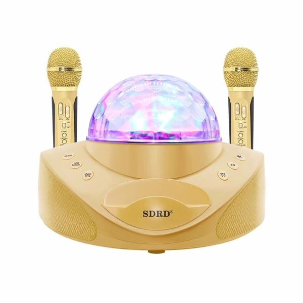 

microphones family k song sound duet chorus portable bluetooth mobile phone wireless microphone sd308 colorful stage light