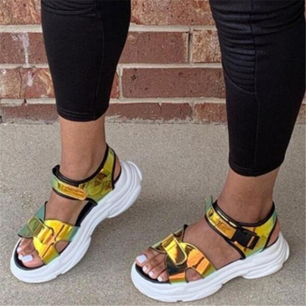 

sandals sandalias deportivas de talla grande para mujer, zapatos informales plataforma transpirables a la moda, novedad verano, Black