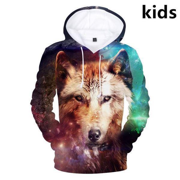 

men's hoodies & sweatshirts kids space galaxy wolf printed 3d hoodie sweatshirt boy girl long sleeve jacket coat children clothes pullo, Black