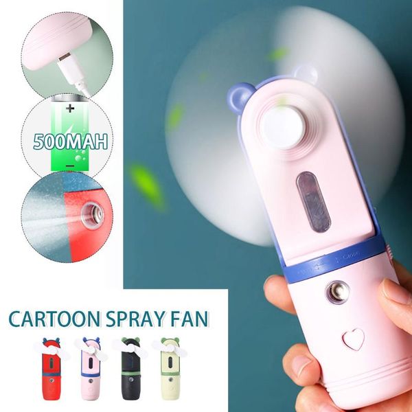 

electric fans portable 2 in 1 mini fan humidifier usb rechargeable handheld water spray mist air conditioner for outdoor