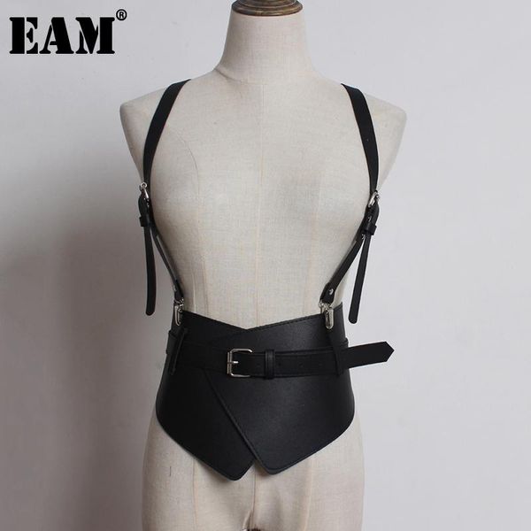 

belts [eam] strap waistband stylish split joint pu leather wide belt personality women fashion tide all-match spring 2021 1u233, Black;brown