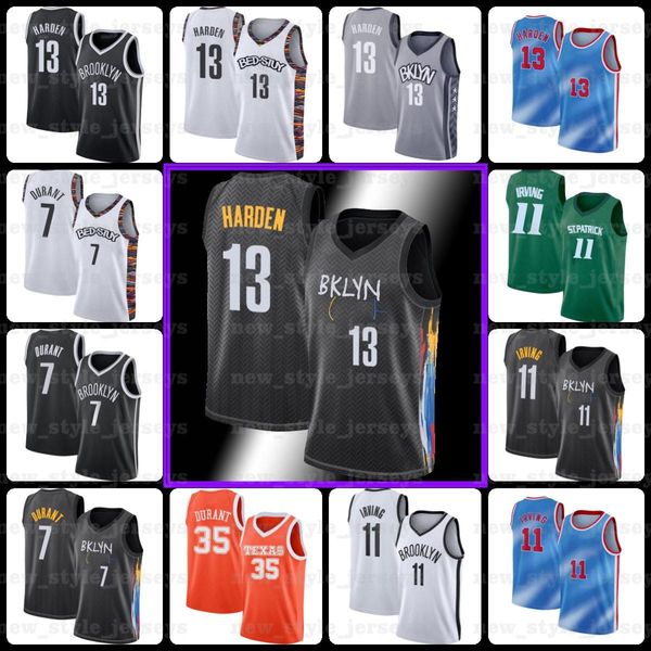

13 harden 7 kevin 11 kyrie durant irving black brooklyn nets jersey black biggie dinwiddie college spencer basketball jersey z2, Black;red