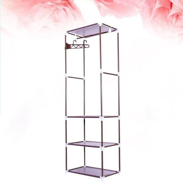 

hooks & rails portable floor clothes rack organizer coat storage stand bedroom clothing garment (bronze)
