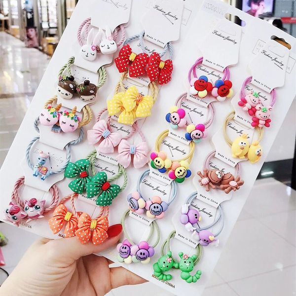 

fruit cute rope children baby elastic hair rubber bands accessories kids girl headband tie ring headwear scrunchie, Pink